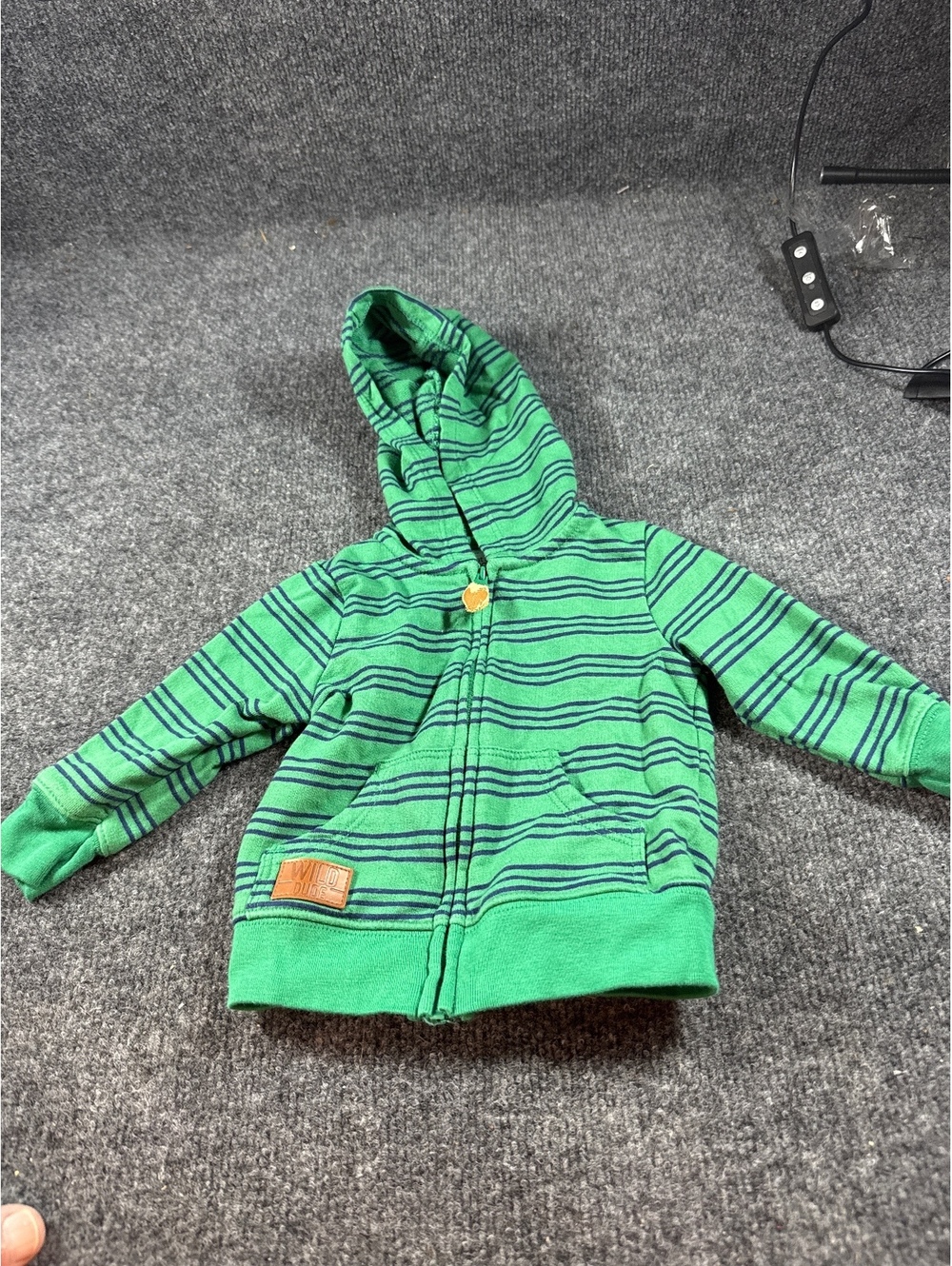 Just One You Carter’s Baby 6M Green Striped Full Zip Hoodie Sweatshirt